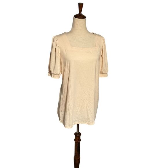 Chic Cream Puff Sleeve Peach Blouse - Picture 2 of 8